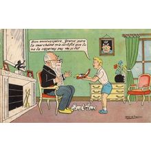 Joke Birthday Present In A Box French Antique Grandfather Old Comic Postcard