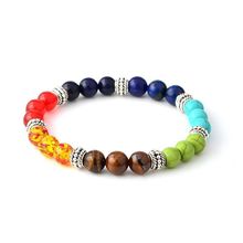 5Pcs 7 Chakra Bead Crystal Gemstone Bracelet Anxiety Stone Healing Reiki