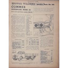 COMMER SUPERPOISE MK III 1951-53 MODELS, MOTOR TRADER Service Data No. 201