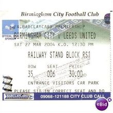 Birmingham City v Leeds Utd 2003/04 Premiership Ticket