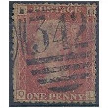 1858 SG43 1d Red Plate 149 Good Used "QL"
