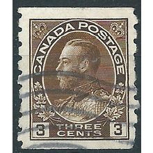 Canada 1918 SG234 3c Brown Coil Stamp IMPERF x Perf 8 Good Used.. ..