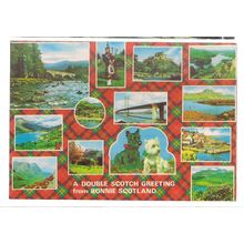 A DOUBLE SCOTCH FROM BONNIE SCOTLAND multiview used vintage postcard 1984 pm =