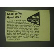 1968 HAG Decaffeinated Coffee Ad - Good coffee good sleep