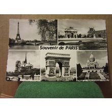 multiview, PARIS, FRANCE used vintage postcard 1965 postmark #