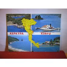 multiview, KEPKYPA, CORFU, GREECE used postcard 1985 pm =