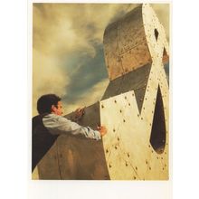 Strongman Lifting Giant American Dollar Plane Advertising Postcard