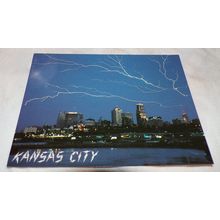 KANSAS CITY LIGHTNING STORM AT NIGHT VINTAGE POST CARD