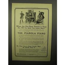 1908 Aeolian Pianola Piano Ad - Leisure Hours