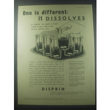 1954 Disprin Aspirin Ad - One is different: It dissolves