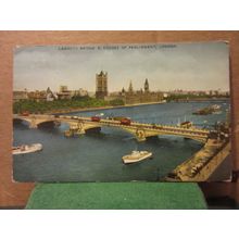 LAMBETH BRIDGE LONDON . used vintage postcard. 1966 pm =