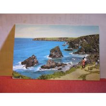 BEDRUTHAN STEPS, nr, NEWQUAY, CORNWALL. used postcard. Colourmaster 1976 pm =