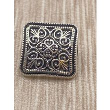 13mm Shank Square Antique Silver Metal Flower Carving Buttons Craft Sewing