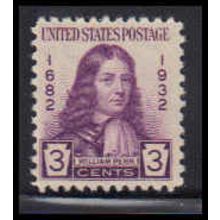 724 3c William Penn Just Clears MNH O3453