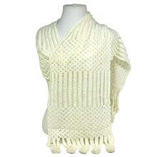 Scarf - Crochet w/Dangling Pompoms Scarf - Ivory Color - SF-S1278IV
