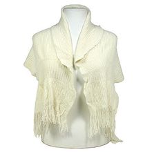 Scarf - Knitted W/ Fringe - Ivory - SF-S1272IV