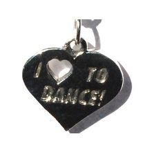 Sterling Silver I Heart (love) to Dance Charm Pendant
