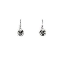 Sterling Silver Round Smiling Face Dangle Earring