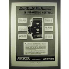1946 Foxboro Non-Recording Potentiometer Controller Ad