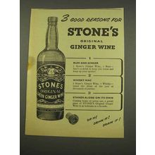 1956 Stone's Green Ginger Wine Ad - 3 Good Reasons