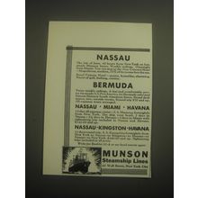 1931 Munsun Steamship lines Ad - Nassau