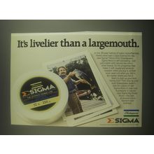 1982 Shakespeare Sigma Mono Fishing Line Ad - It's livelier than a largemouth