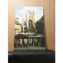 BATH ABBEY & PUMP ROOM, SOMERSET unused vintage postcard by b t h a =