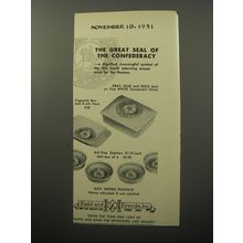 1951 Field and Fireside Cigarette Box and Ash Trays Ad - The great seal