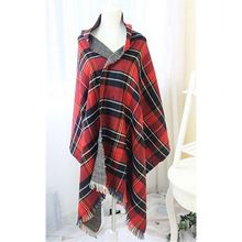 Shawl /Wrap -Plaid And Wish Bone Prints - Red Color - SF-RUM07RD