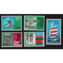 Belgium Cycling Gymnastics Sailing Olympic Games Mexico 5v 1968 MNH