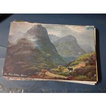 c1910 Cows The Three Sisters Glencoe Scotland Oilette Tuck Art Postcard #7942