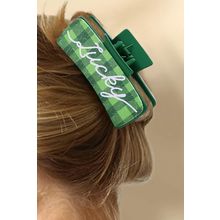 Dark Green St. Patricks Plaid Lucky Pattern Claw Clip