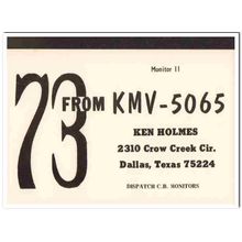 kmv-5065 ken holmes dallas texas 1960s cb radio qsl vintage postcard