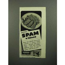 1946 Hormel SPAM Ad - Supper, SPAM n Beans