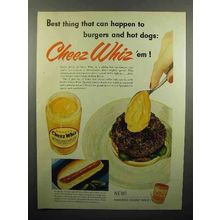 1956 Kraft Cheez Whiz Ad - Burgers and Hot Dogs