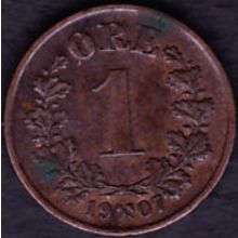 1907 Norway 1 Ore Coin