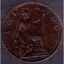 1901 Great Britain 1 Farthing Coin