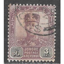 JOHORE SULTAN SIR IBRAHIM MALAYA 1904 3c SG63 63 SG USED