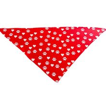 Cutie Ties Tie On Dog Bandana Small Paw Prints & Hearts Red