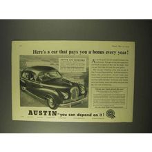 1954 Austin A70 Hereford Car Ad - Pays You a Bonus