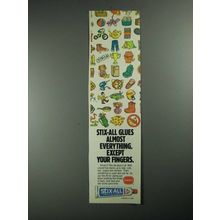 1987 Borden Stix All Ad - Glues Almost Everything Except Your Fingers