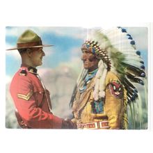 CANADIAN INDIAN CHIEF IN FULL DRESS & MOUNTIE ...used vintage postcard 1971 =
