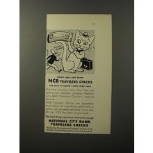 1953 National City Bank Travelers Checks Ad - Smart Copy cats know NCB