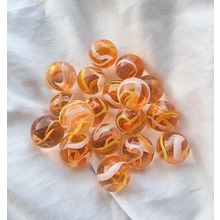 NEW DESIGN 2025 - FIREFLY 12 Beautiful Glass Marbles, Orange Yellow Swirl, 22mm