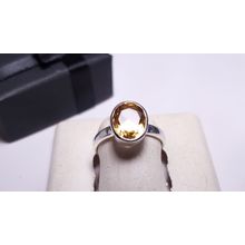 Estate 2.25ct Oval Citrine simple Bezel Sterling Silver 3mm band Ring #22191