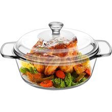 1.7L round Glass Casserole Dish with Glass Lid, Borosilicate Glass, round Casser