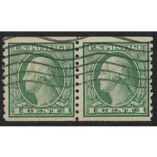 1908/1922 1 Cent Green Coil - fine used (o) - pair