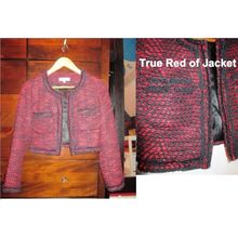 Women's Red, Black & Silver Cropped Jacket