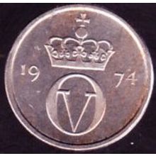 1974 Norway 10 Ore Coin