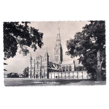 SALISBURY CATHEDRAL, WILTSHIRE used vintage postcard c. 1969 =